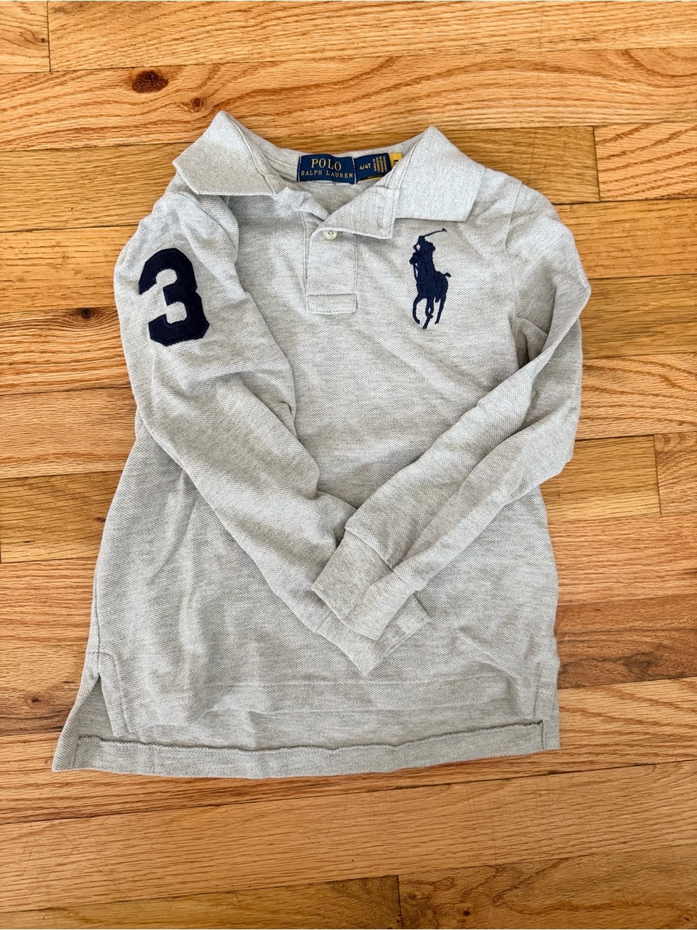 Polo by Ralph Lauren Kids Light Gray Long-Sleeve Polo with Navy Pony